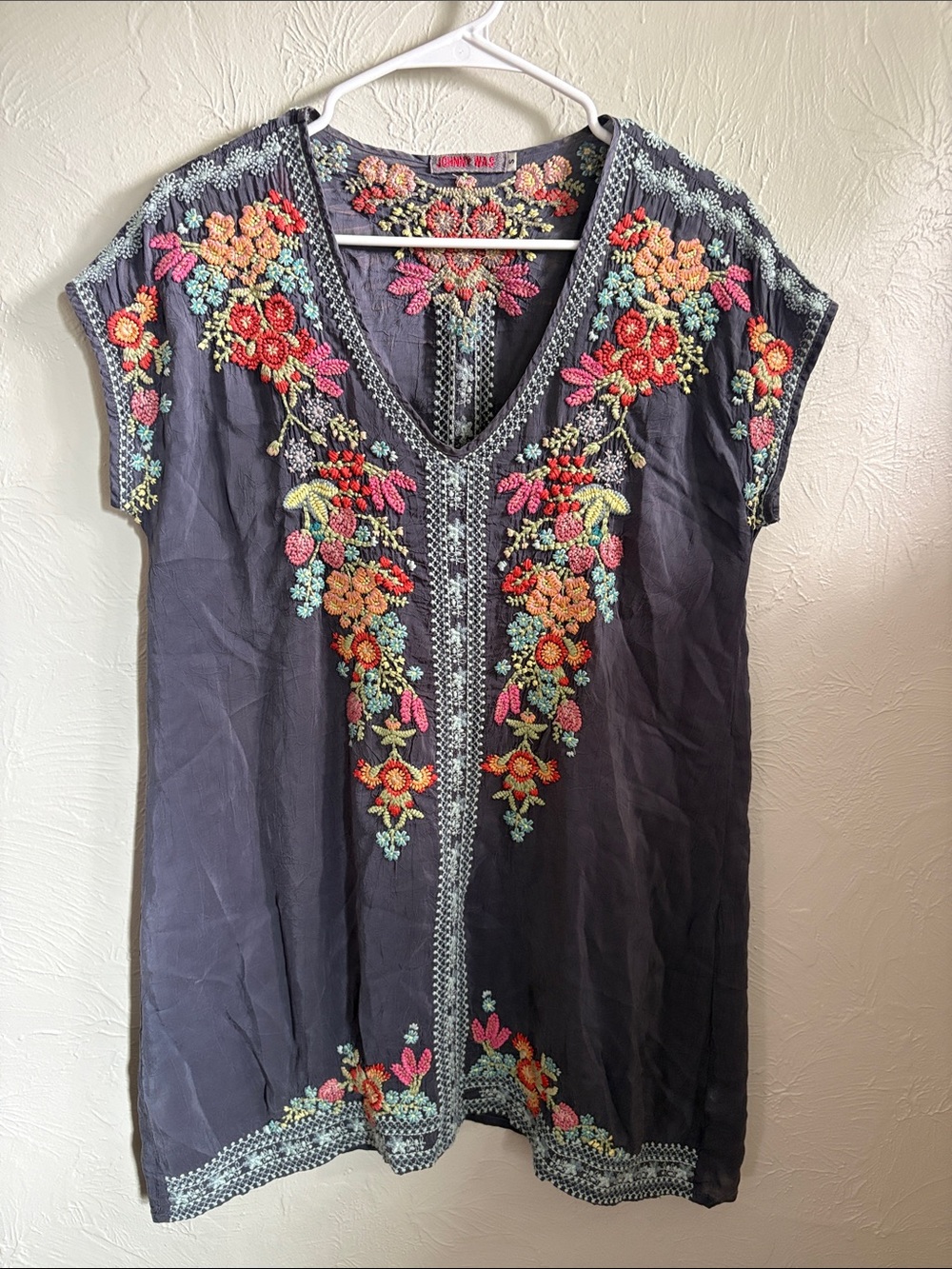 Johnny Was Heidi Tunic with Vibrant Floral Embroidery